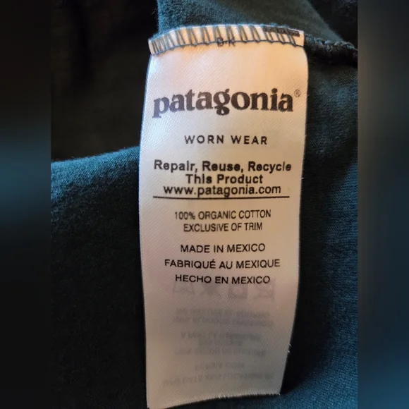 Patagonia Youth Long Sleeve Shirt with Logo in Dark Green - Picture 6 of 6